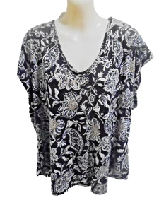 WITCHERY NWOT SIZE L 16 Black Taupe White 100% Linen TOP # - Picture 1 of 3