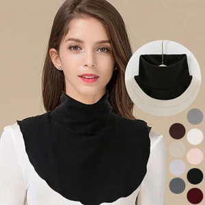 Women Men Detachable False Mock Blouse Neckline Dickey Collar Fake Turtleneck - Picture 1 of 24