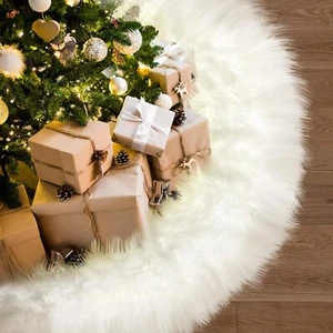 Christmas Tree Skirt36 inches White Christmas Tree Skirt with Non-SlipFaux Fu... - Picture 1 of 7
