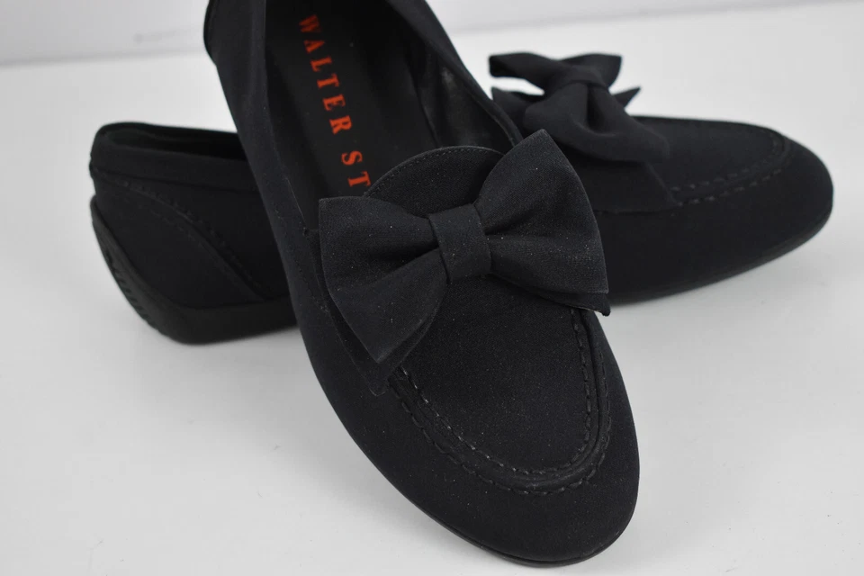 Mocasines cómodos sin cordones Walter Steiger para mujer talla 35 de tela negra con mocasines Foto 1 de 4
