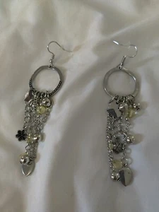 Pendientes colgantes de cadena con corazón y encanto - Boho Chic Distintivo bisutería - Imagen 1 de 3