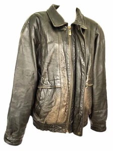 London Fog Men’s Insulated Motorcycle Leather Jacket M Bomber Distressed A2 - Picture 1 of 11