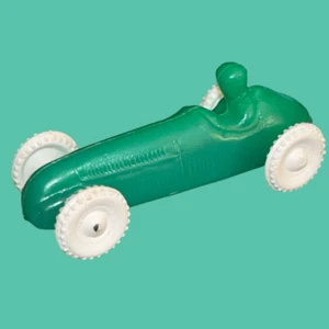 Small Vintage Soft Hollow Plastic Green Blow Mold RACE CAR 3" B17 - Picture 1 of 5