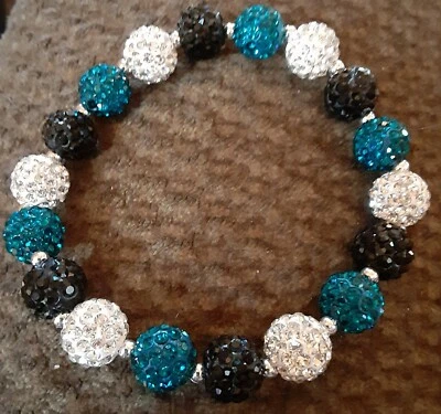 Carolina Panthers-Bling-水晶-水钻-麦片/黑色/白色-手链 — 第 1/2 张图片