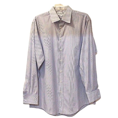 Camicia elegante Burberry tg 16 5 Lt BLU a righe manica lunga POLSINI COTONE IMPORTATO