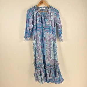 Zara womens dress size XS shift midi blue paisley 3/4 sleeve viscose 070576 - Picture 1 of 10