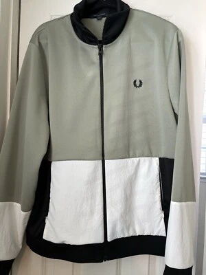 NWT Fred Perry Colour Block Track Jacket XL Light Oyster Black White Green - Image 1 of 4