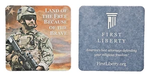 2 "Land of the Free Because of the Brave" 4" Cardboard COASTERS - NWOT - Picture 1 of 1