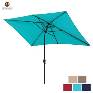 Mondawe Market Patio Umbrella 10' Crank/Tilt Aluminum Rectangular in Light Blue - Picture 1 of 11