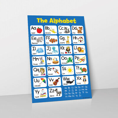 Learn The Alphabet - Blue Childrens Wall Chart Educational Numeracy Child Poster • 1.79£
