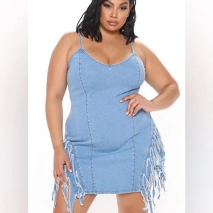 Mini Vestido Fashion Nova l Nuevo con Etiquetas Denim Dreams - Denim 2X - Imagen 1 de 10