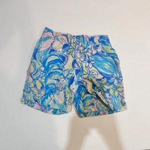 Lilly Pulitzer Boys Size Large 8-10 Capri Swim Trunks Floral Beach Lined - Picture 1 of 12