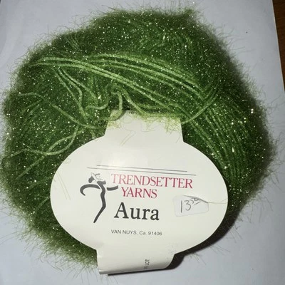 Trendsetter Yarns - AURA  #9329 Green - 1.75oz / 50g / 148yd shimmer eyelash fur - Image 1 of 4