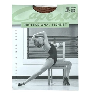 Capezio Professional Fishnet Tight 3000 Toffee XL Seamless Semi Opaque NEW - Picture 1 of 5
