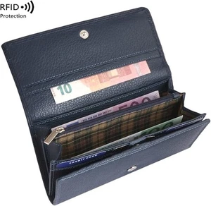 Cartera de mujer de cuero real 8 ranuras para tarjetas de crédito con bloqueo RFID monedas carteras de mujer - Imagen 1 de 2