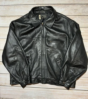 Eddie Bauer Legend Journeyman Hombres 2XL Cuero Bombardero Motocicleta Chaqueta Negra Foto 1 de 4