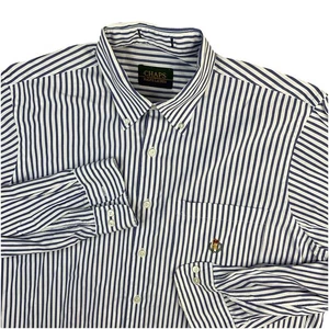 Vintage Chaps Ralph Lauren Shirt 90s Vertical Striped Crest Logo Men Sz 2XL - Picture 1 of 6
