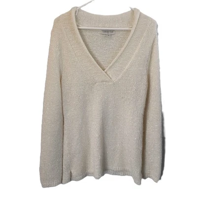 Suéter tejido Coldwater Creek para mujer MED manga larga cuello en V invierno vacaciones suave Foto 1 de 4