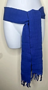 NOS Hippie Boho Festival Coachella Guatemala Cobalt Blue Cotton Fabric Sash Belt - Picture 1 of 7