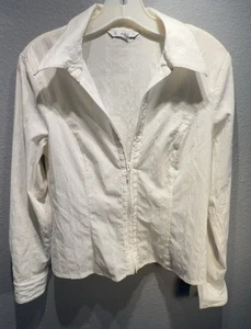 Cabi 957 Size Large Off White Zippered Shirt Collared Long Sleeve - Picture 1 of 7