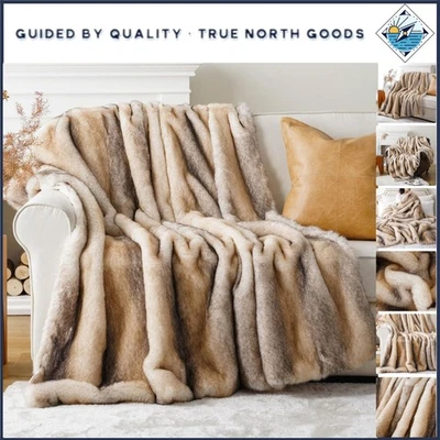 Manta Reversible Suave Acogedora, 50"x60" Piel Sintética para Dormir Siestas y Decoración del Hogar Foto 1 de 4