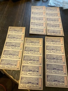 5 Sheets Atlantic City & Shore Railroad ticket lot 25 tickets new old new stock - Picture 1 of 10