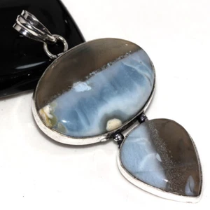 925 Silver Plated Owhyee Blue Opal Ethnic Long Pendant Jewelry Size 2.5" AU G893 - Imagen 1 de 3