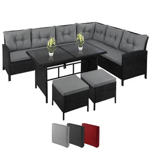 Poly Rattan Sitzgruppe Lounge Ecksofa Gartengarnitur Gartenmöbel Terrasse - Bild 1 von 10