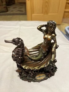 Sea World Figurine Fantasy Mythology Mermaid W/ Seahorse 4.5"L X 6"H - Picture 1 of 7