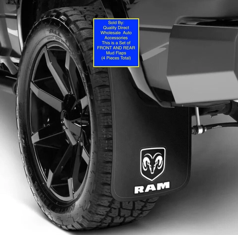 SET: 4 Mud Flaps 1994- 2026 DODGE RAM 1500 2500 3500 Splash Guards Front & Rear - Imagem 1 de 3