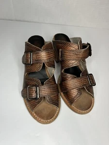 Freebird Caprice Krokodil geprägte Slidesandalen braun Größe 6 Lederschuhe Absätze - Bild 1 von 15