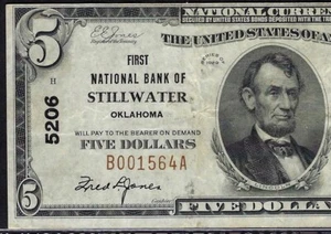 🇺🇸 OK 1929 $5 ♚♚STILLWATER, OKLAHOMA♚♚ FIRST NB  PCGS CHOICE VF 35 - Picture 1 of 3