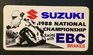 Vintage motorcycle racing Suzuki 1988 National Championship EBC large decal - Picture 1 of 4