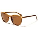 Polarized Sunglasses - Mens / Womens - Round Frame - Faux Wood Grain Brown Black