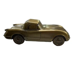 1953 Chevy Corvette Coin Bank Banthrico Vintage Metal Car Bronze Color - Picture 1 of 8