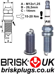 P11 Brisk Plugs Iridium Premium Ignition For LPG CNG Nitro E85 - Picture 1 of 3