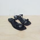 Caverley Womens Size 8 Or Eur 39 Black Genuine Leather Flat Slip On Shoes