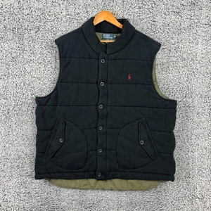 Vintage Polo Ralph Lauren Jacket Adult 3XB Big Black Puffer Vest Talon Zip Mens - Picture 1 of 14