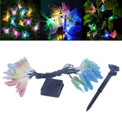 Solar Powered 13ft LED Butterfly Fairy String Lights Lamp Outdoor Garden Bulb - Image 1 of 4