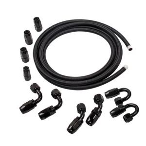 AN8 Acero inoxidable/Nylon Trenzado Aceite/Manguera De Combustible Línea Kit 5m - Imagen 1 de 12