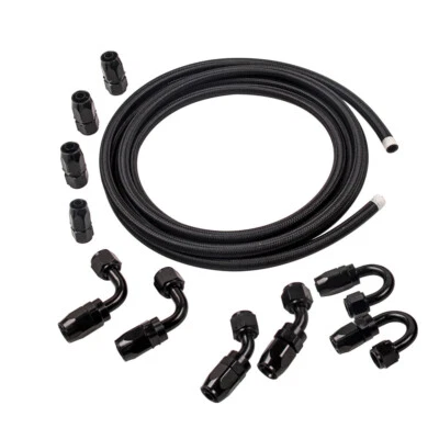 AN8 Acero inoxidable/Nylon Trenzado Aceite/Manguera De Combustible Línea Kit 5m - Imagen 1 de 4