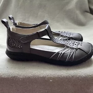 JBU Mary Jane Shoes Womens 6 M Gray Sahara T Strap Vegan Leather Comfort B1SAH50 - Picture 1 of 13