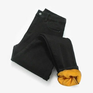 Women Warm Fleece Lined Stretch Denim Jeans Thermal Winter Leggings Jeggings - Picture 1 of 12