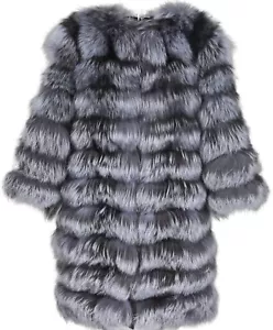 Women's Sz S/M Brand New Silver Fox Fur Jacket Coat Stroller CLEARANCE PRICE! - Picture 1 of 4