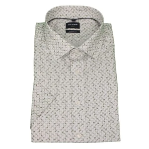 Olymp Luxor Modern Fit Herren Businesshemd kurzarm grün gemustert 125572 47 oliv - Picture 1 of 4