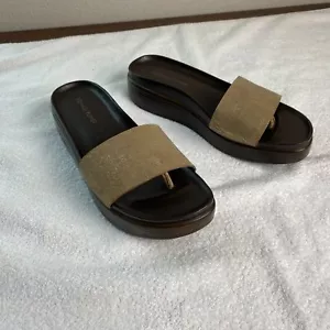 Donald Pliner Sandals Womens 9M Gold Metallic Platform Slide Thong Minimalist - Picture 1 of 9