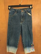 Girls Size 6x Barbie Jeans With Flower Embroidery Ombre Fade Wash