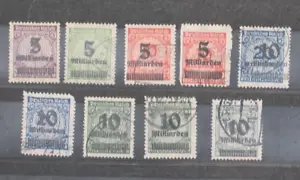 Deutsches Reich, Inflation, Nr. 332-337 A + 334-336 B gestempelt (9Werte) - Bild 1 von 2