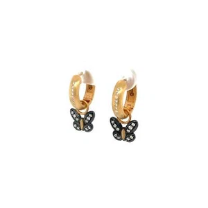 Lika Behar Yin and Yang Collection Butterfly Charm Earring Drop with Diamond 24K - Picture 1 of 11