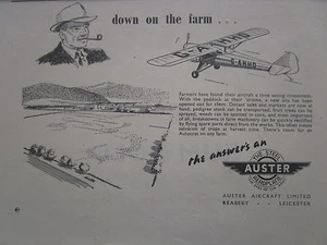 8/1947 PUB AUSTER STEEL AEROPLANE AIRCRAFT AVION TRAINER FARM FERME ORIGINAL AD - Picture 1 of 1